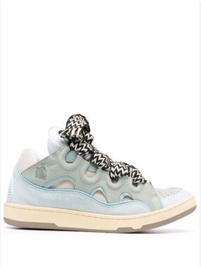 Lanvin Light Blue and Black-Patterned Women's Low-Top Sneaker